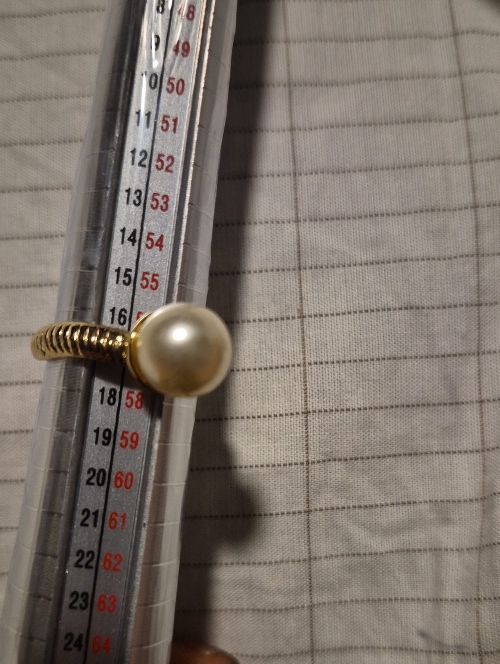 Gold-Tone Ring with Cream Pearl Accent